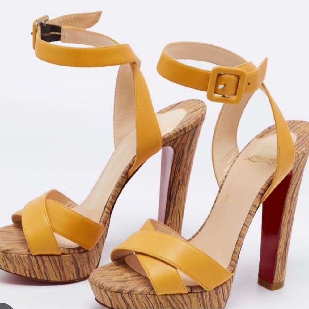Christian Louboutin Heels size 36. Glory 140 Leather Trinidad Cork Heel Sandals